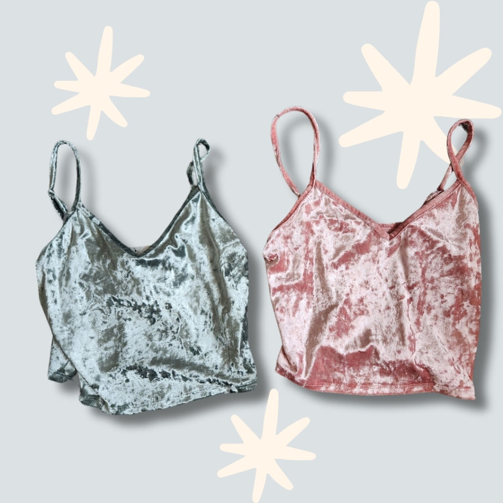 Crushed velvet cropped tank tops (2)